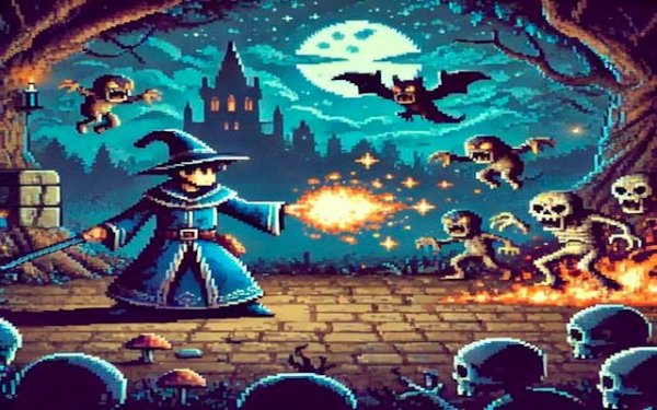 Pixel Wizard: Arcane Arena Survival - Online Casual Arcade Game
